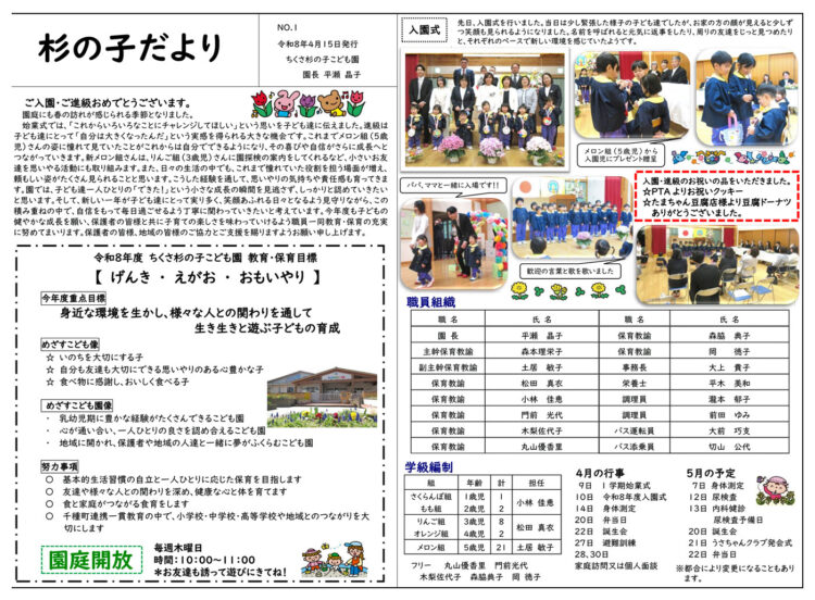 4月の杉の子だより